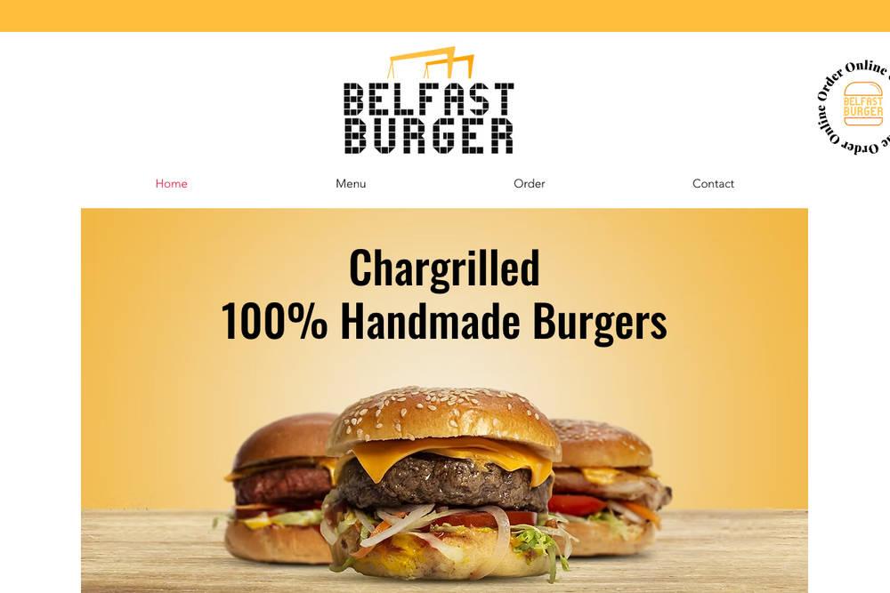 Website screenshot of BELFAST BURGER