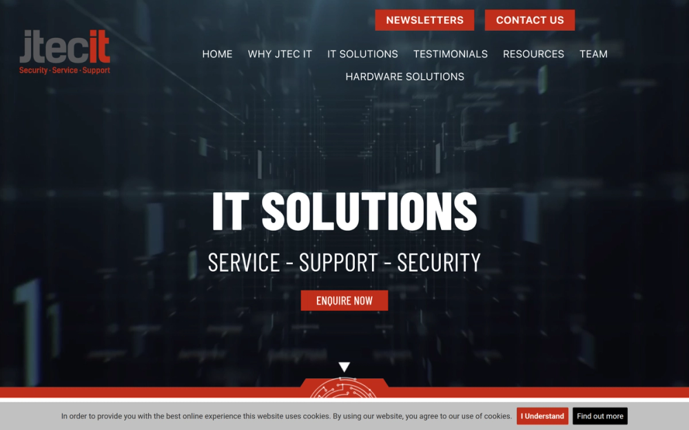 Website screenshot of JTec IT Solutions