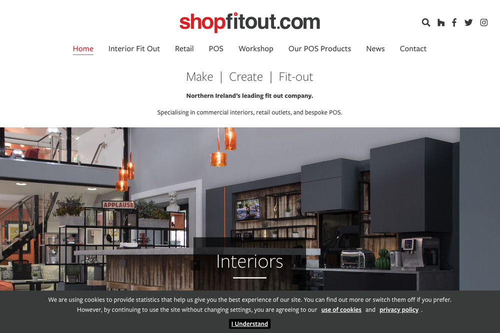 Website screenshot of shopfitout.com