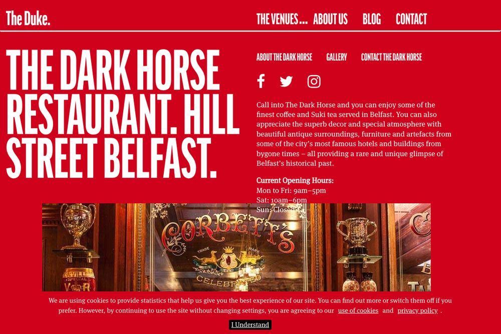 Website screenshot of The Dark Horse