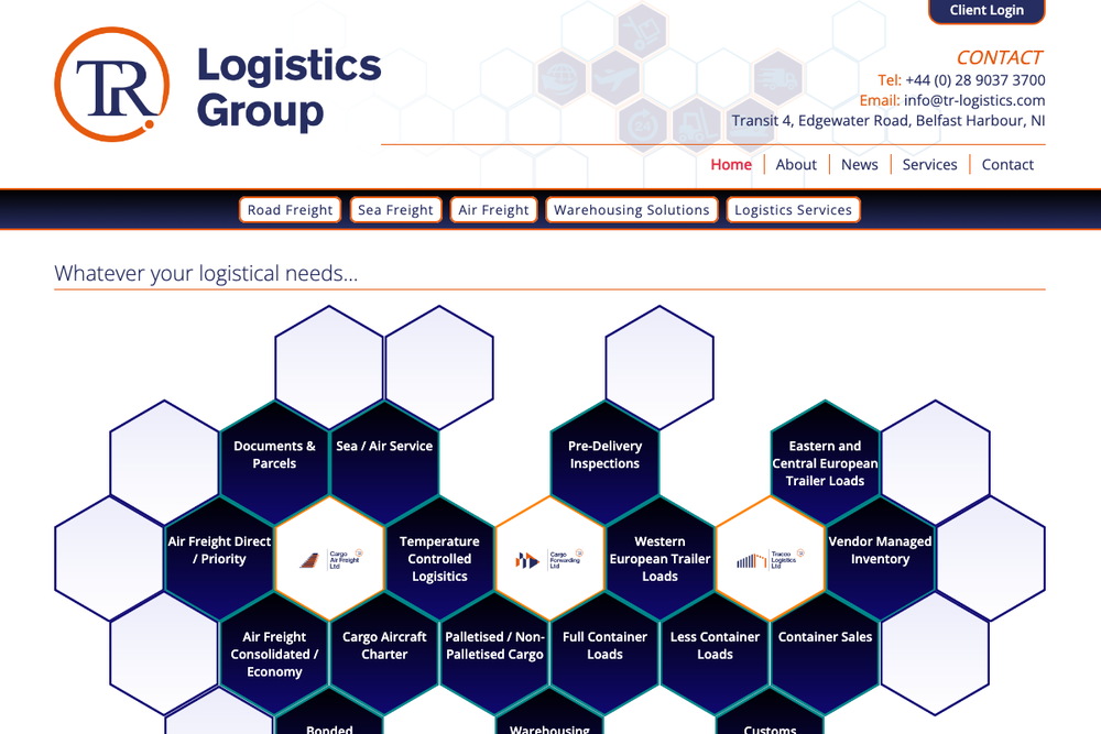Website screenshot of TR Logistics Group