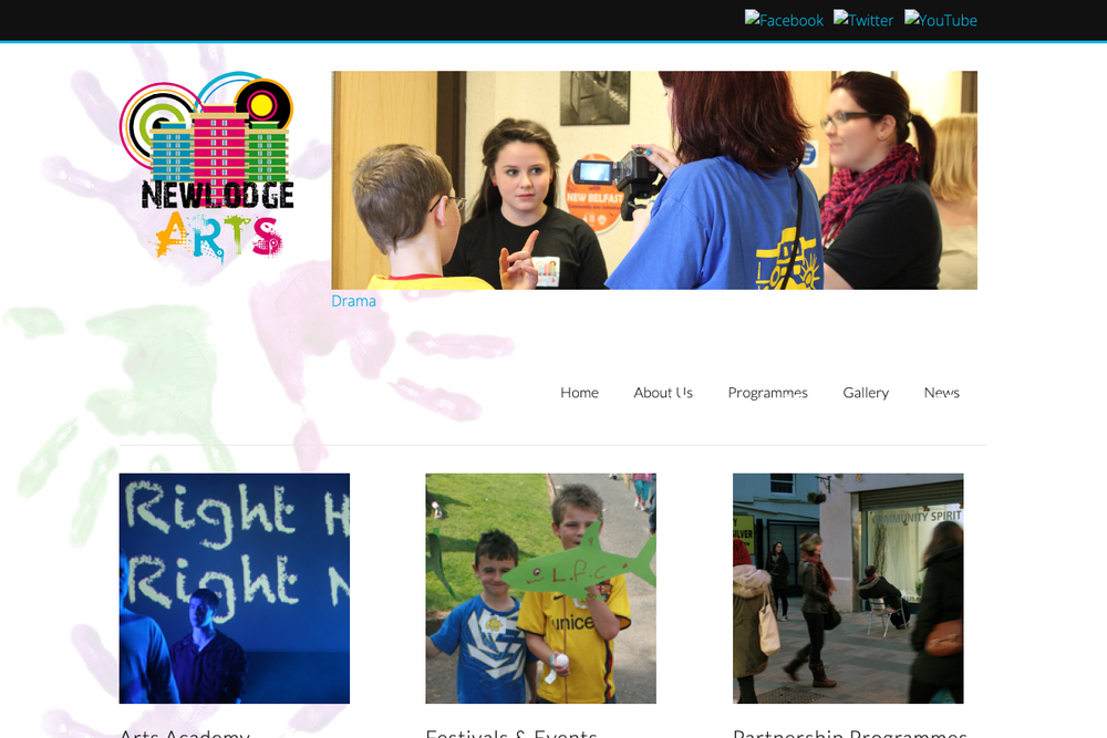 Website screenshot of New Lodge Arts
