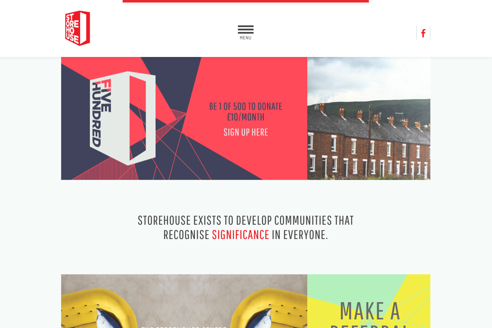 Website screenshot of Storehouse, Belfast