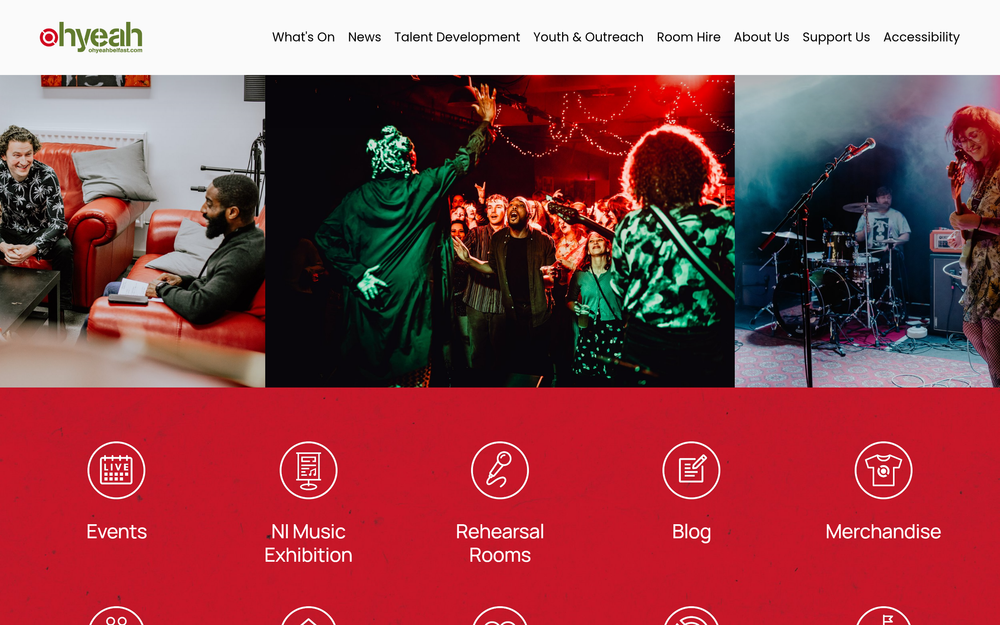 Website screenshot of Oh Yeah Music Centre