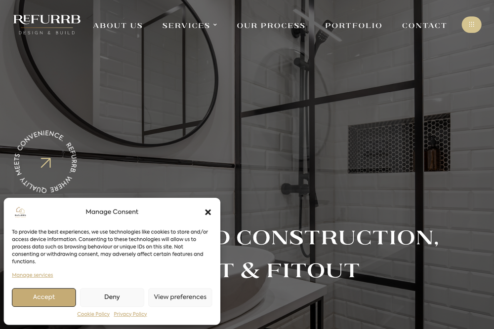 Website screenshot of RefuRRb Property Refurbishment Contractor Belfast