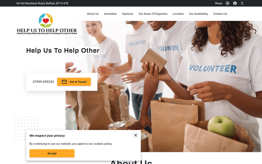 Website screenshot of Help Us To Help Other