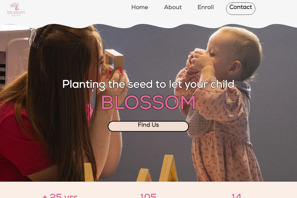 Website screenshot of Blossom - Daycare