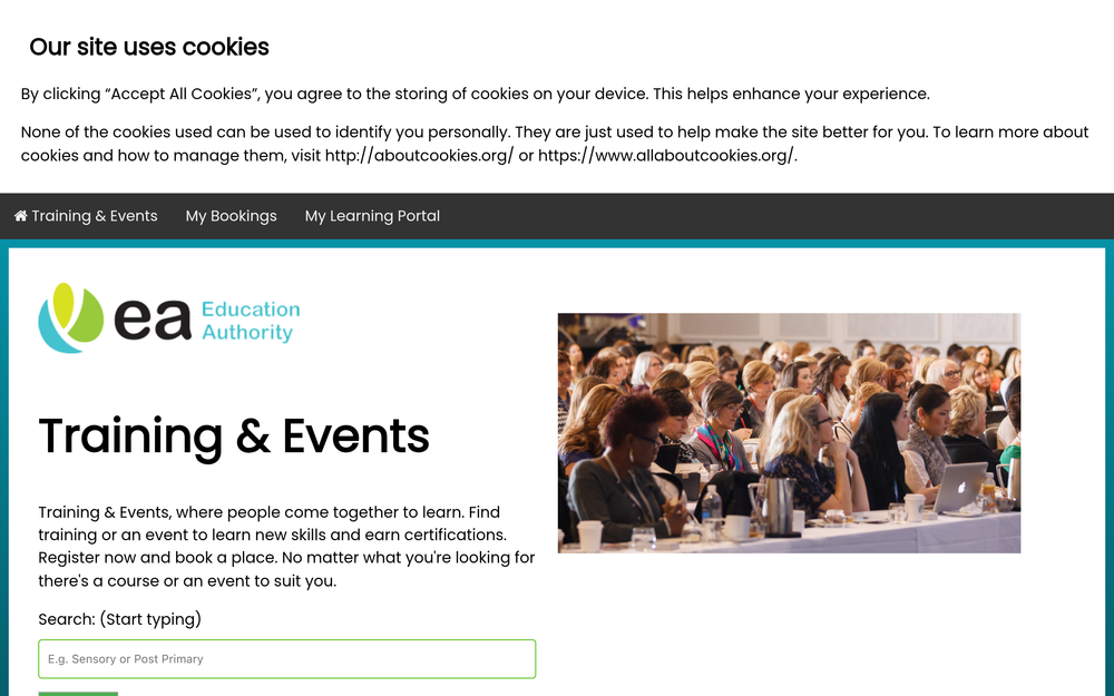 Website screenshot of School Development Service
