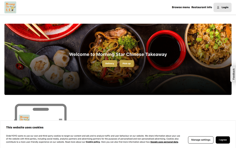 Website screenshot of Morning Star Chinese