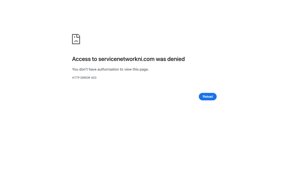 Website screenshot of Service Network NI