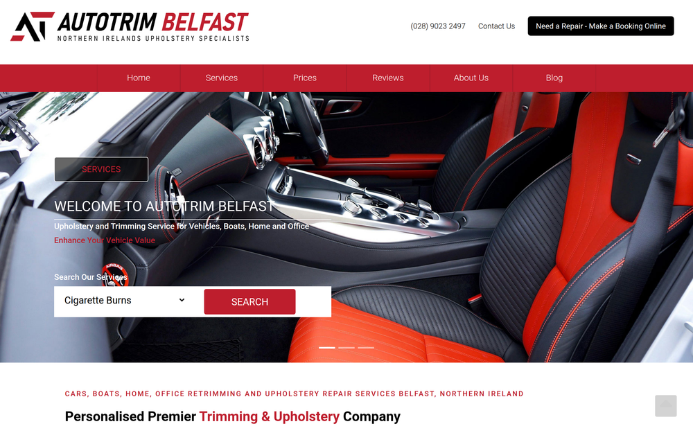 Website screenshot of Autotrim