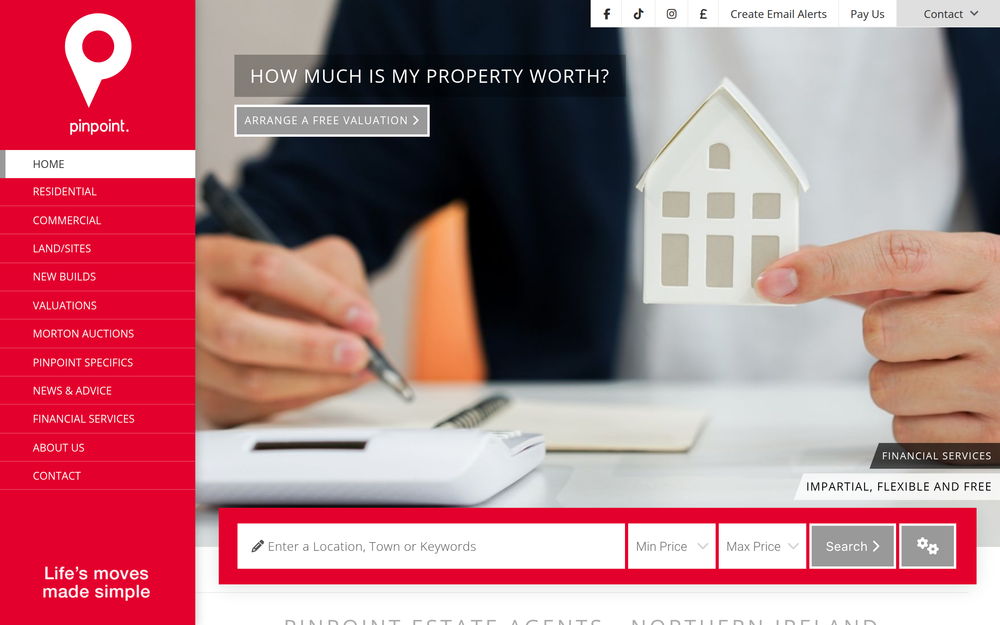 Website screenshot of Pinpoint Property