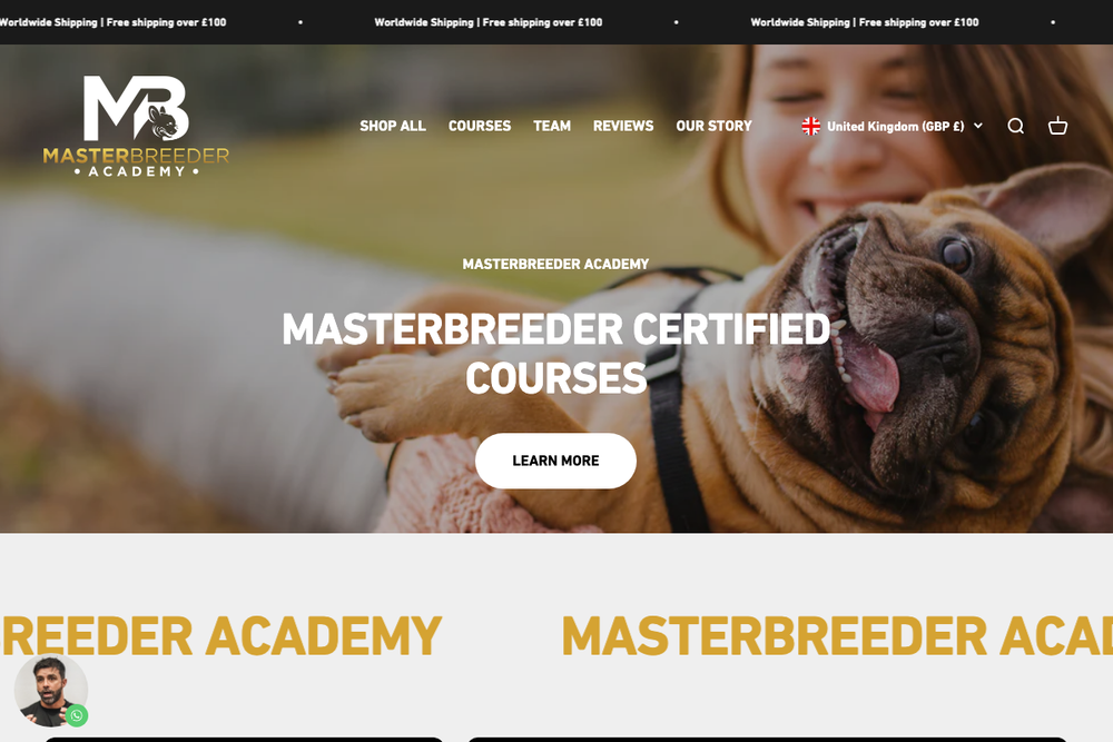 Website screenshot of Masterbreeder Academy