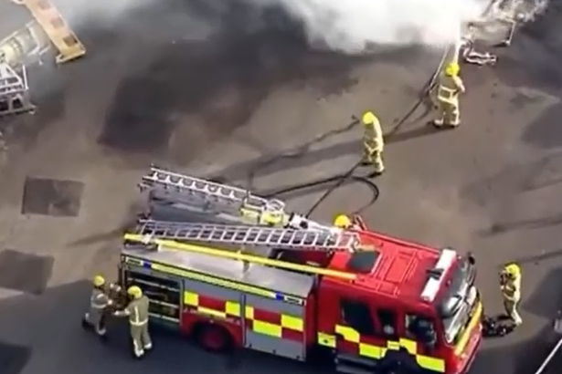Watch as firefighters caught scrapping on live TV during
second night of disorder Watch as firefighters caught scrapping on live TV during
second night of disorder