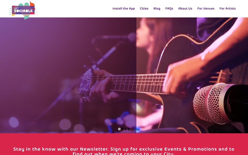 Website screenshot of GetSociable