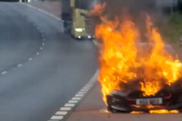 M2 Fortwilliam Off-Slip Closed Following Dramatic Car Fire M2 Fortwilliam Off-Slip Closed Following Dramatic Car Fire