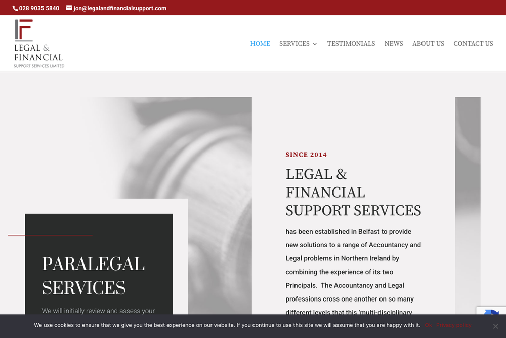 Website screenshot of Legal & Financial Support Services Ltd