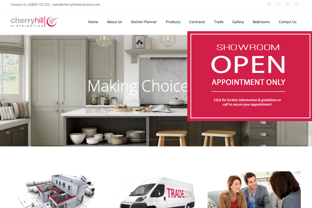 Website screenshot of Cherryhill Distribution