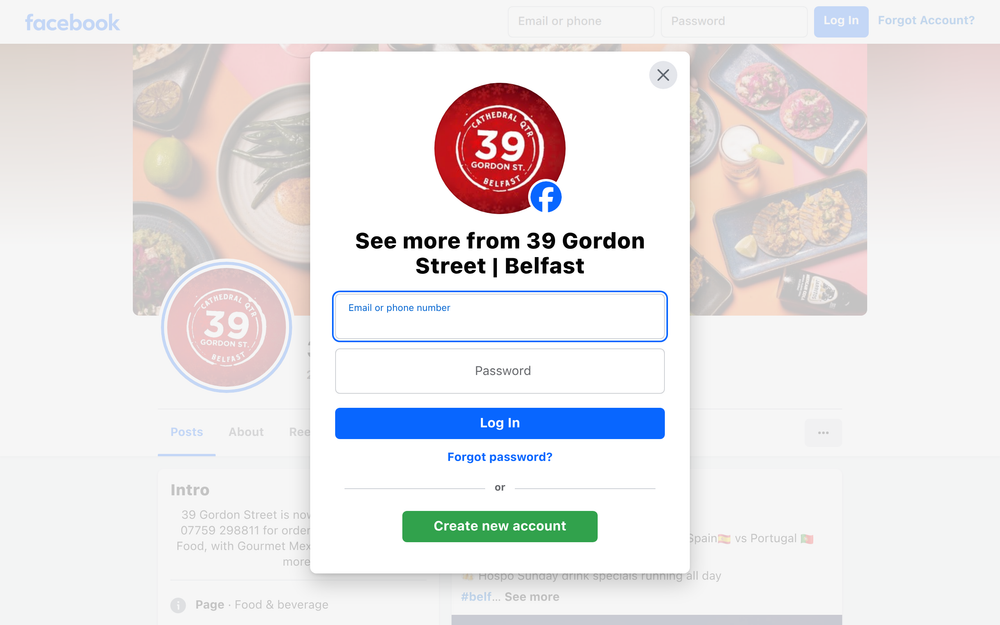 Website screenshot of 39 Gordon Street