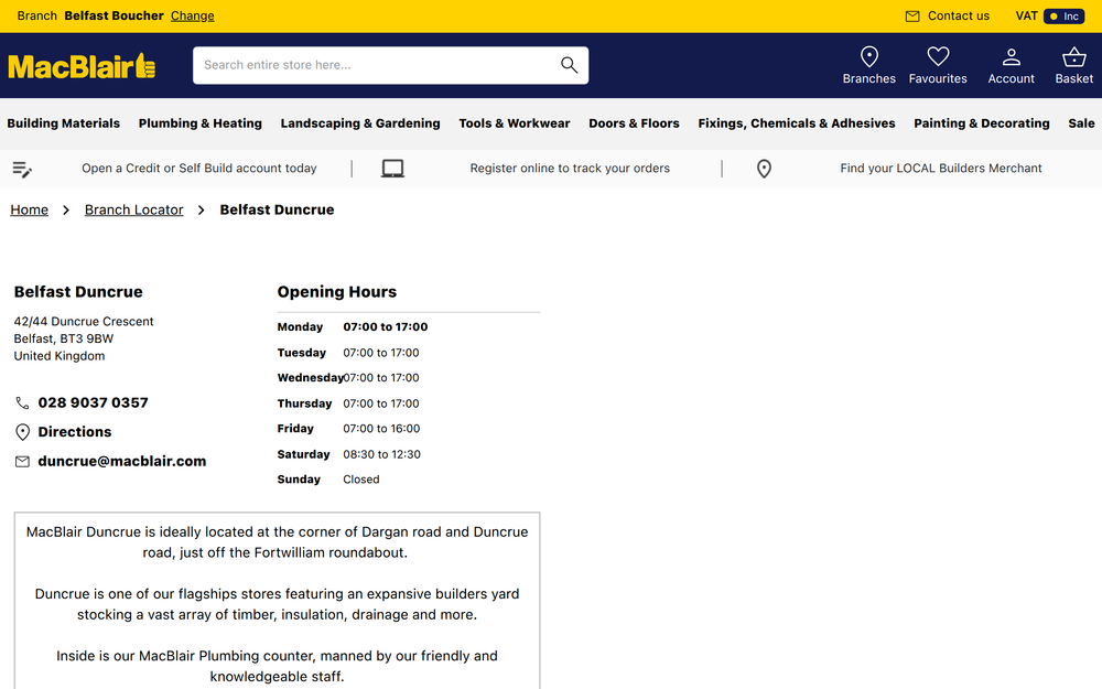 Website screenshot of MacBlair