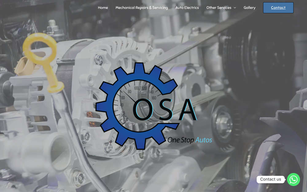 Website screenshot of One Stop Autos