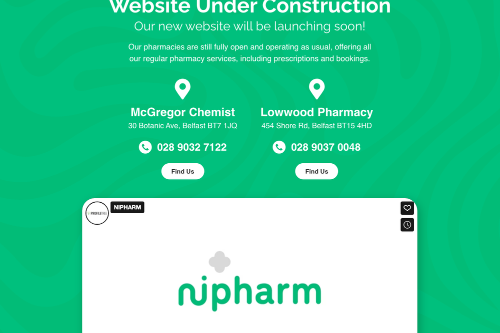 Website screenshot of Lowwood Pharmacy