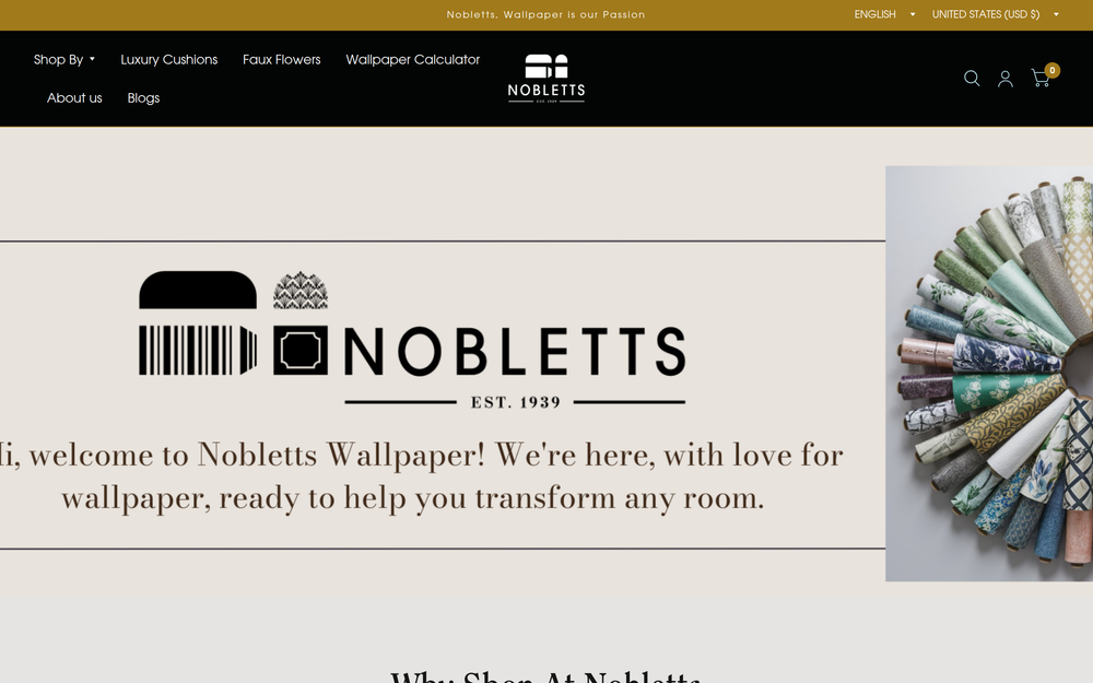 Website screenshot of Noblett's Wallpaper