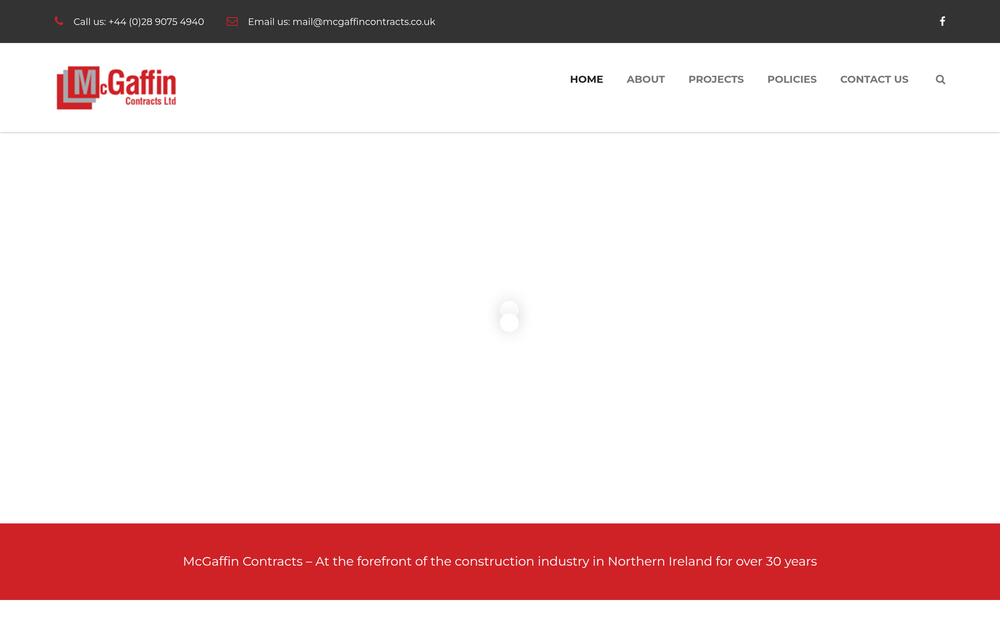 Website screenshot of McGaffin Contracts Ltd