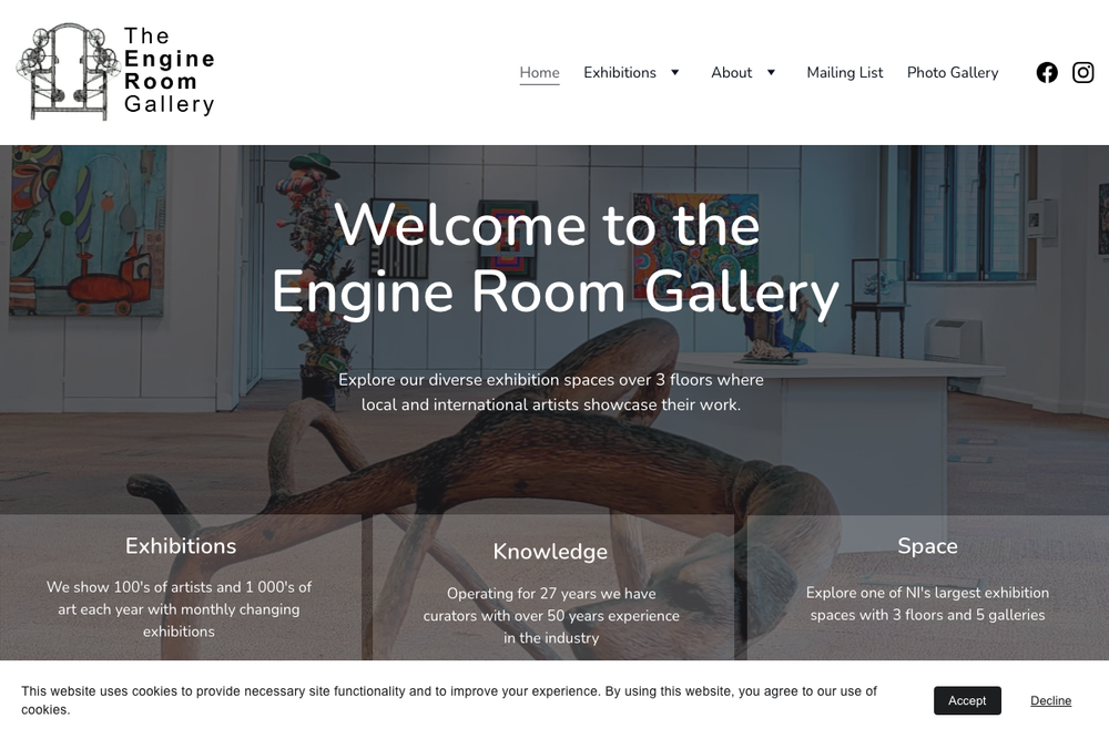 Website screenshot of The Engine Room Art Gallery