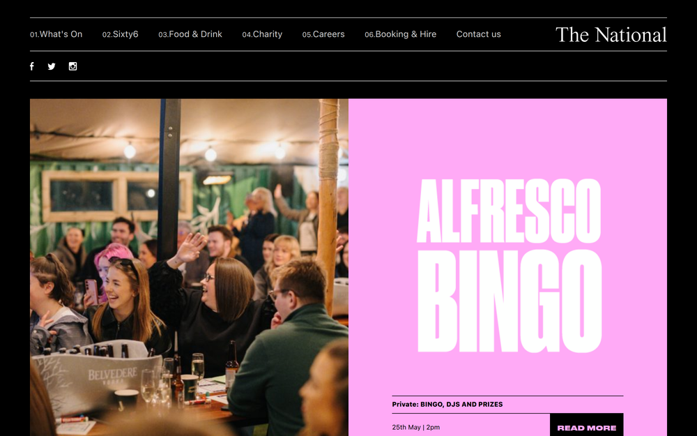 Website screenshot of The National