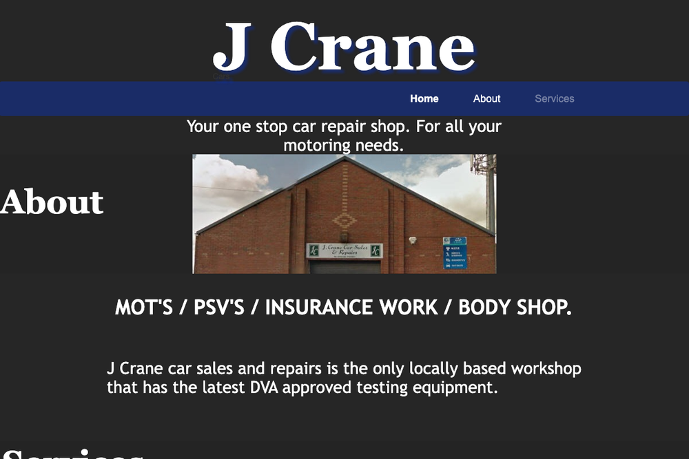 Website screenshot of J.Crane