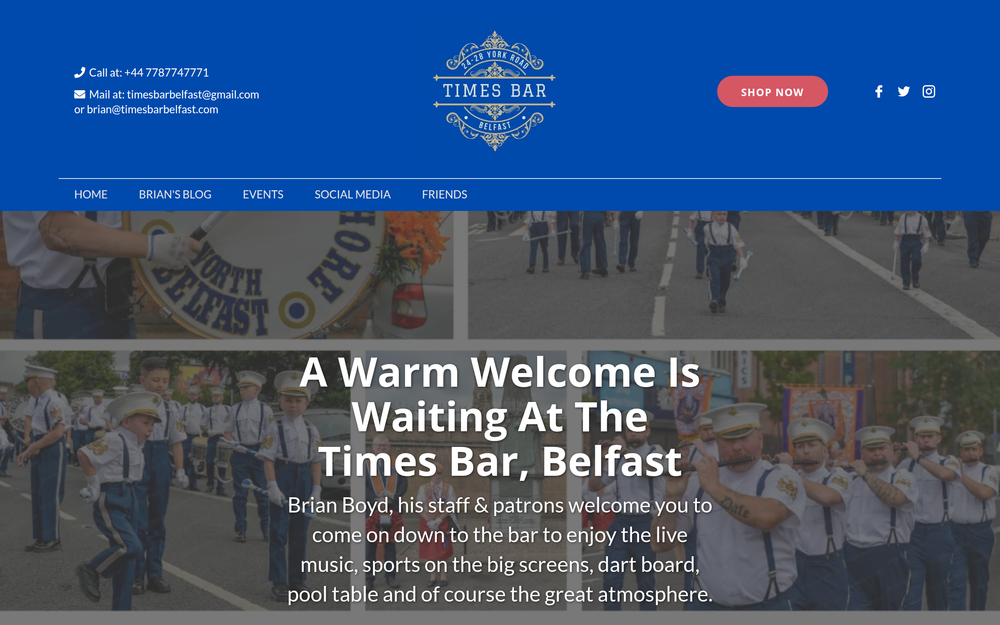 Website screenshot of Times Bar
