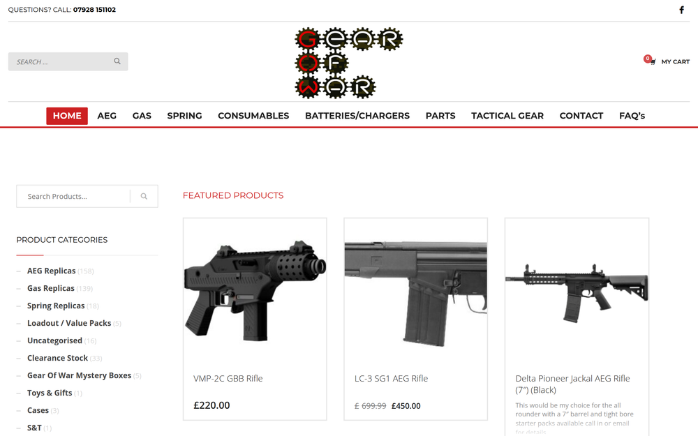 Website screenshot of Gear Of War Ltd