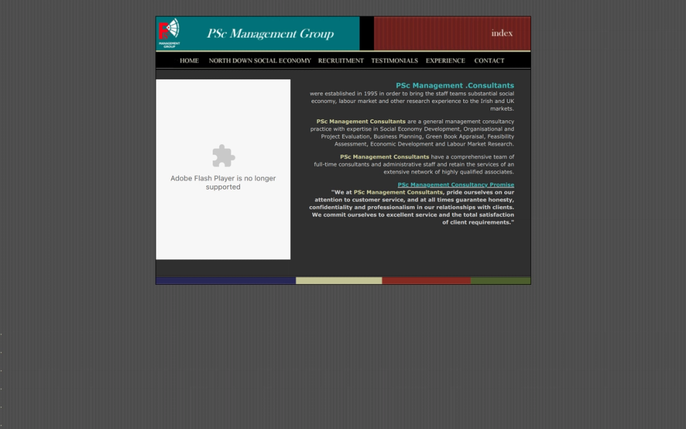 Website screenshot of PSc Management Consultants