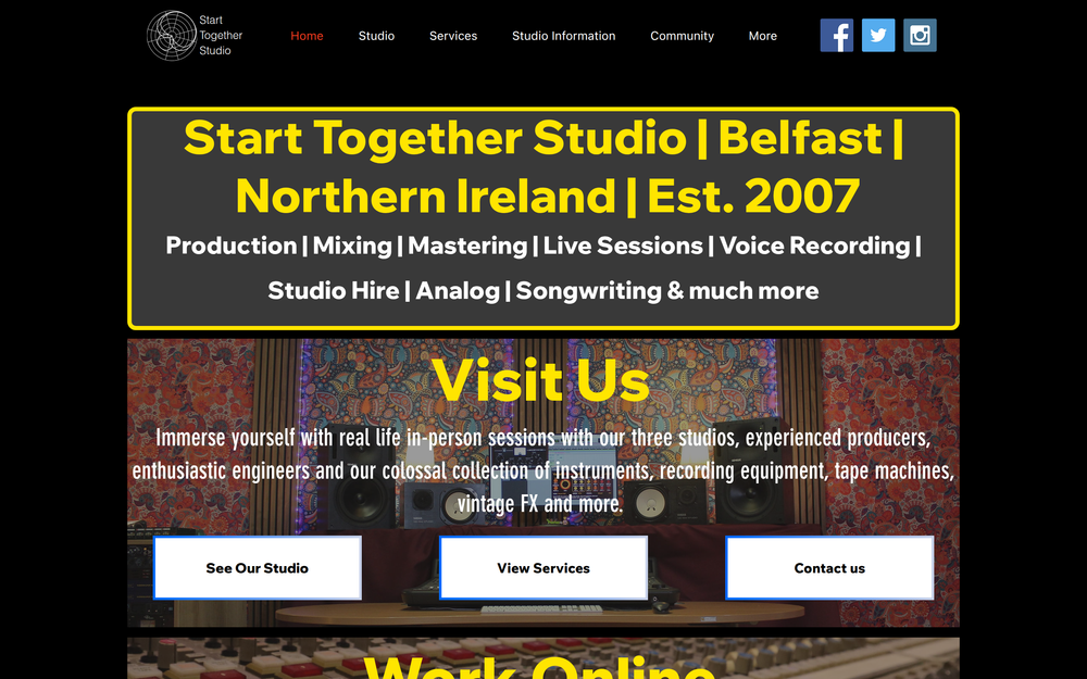 Website screenshot of Start Together Recording Studio