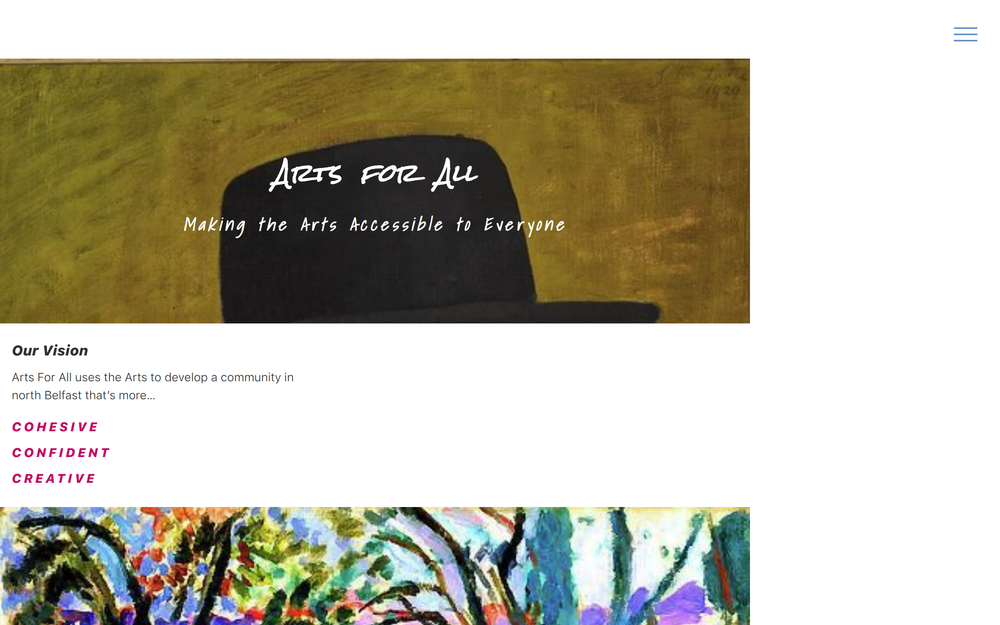 Website screenshot of Arts-for-All