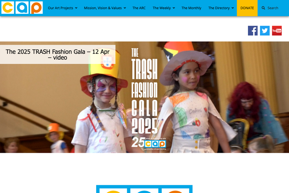 Website screenshot of Community Arts Partnership at The ARC (Arts Resource Centre)