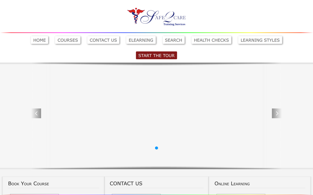 Website screenshot of Safe2Care Training