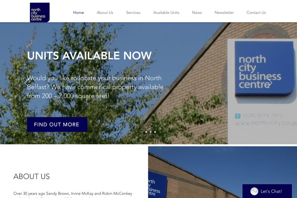 Website screenshot of North City Business Centre