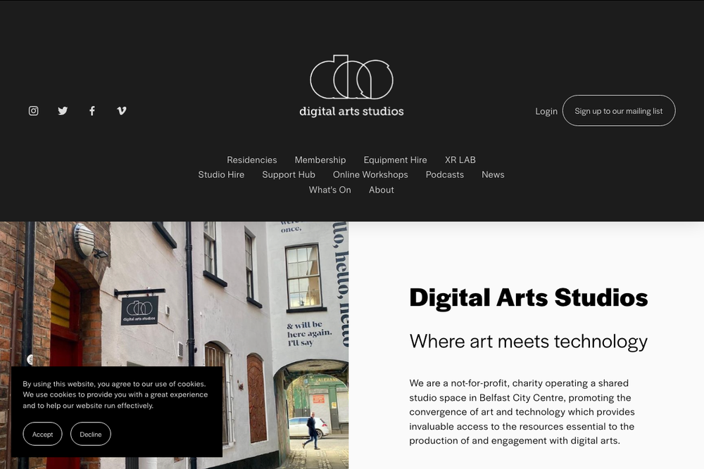 Website screenshot of Digital Arts Studios