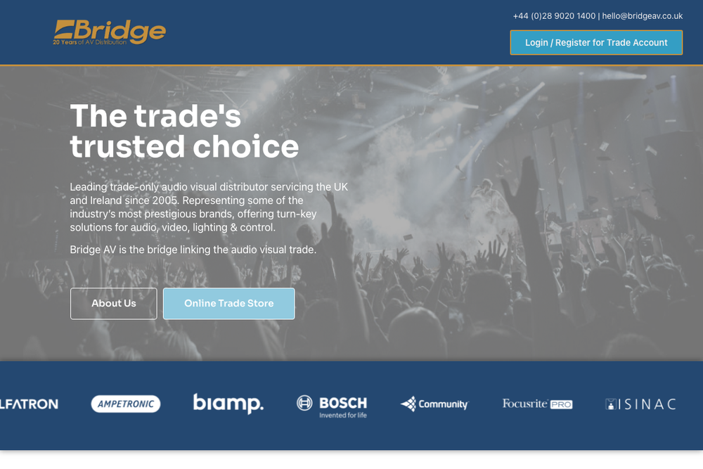Website screenshot of Bridge AV Distribution