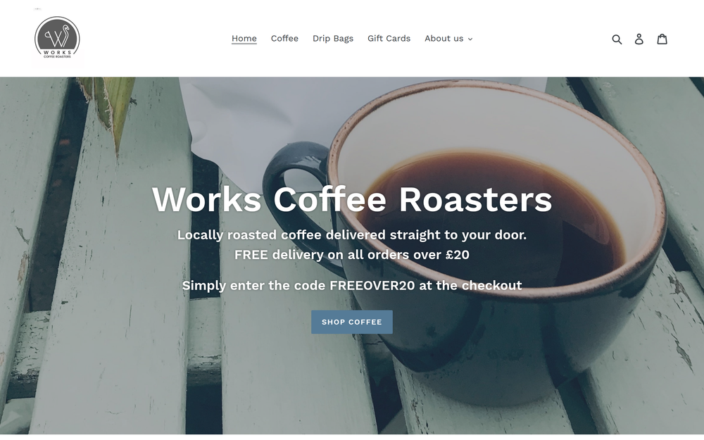 Website screenshot of Works Coffee Roasters