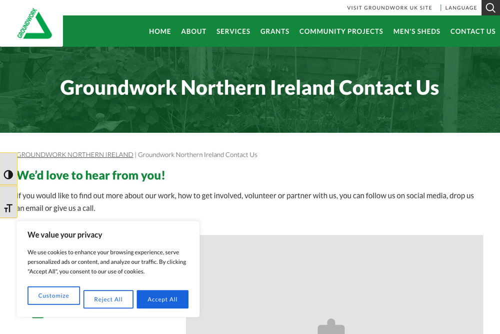 Website screenshot of Groundwork