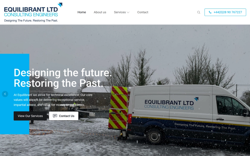 Website screenshot of Equilibrant Ltd Consulting Engineers