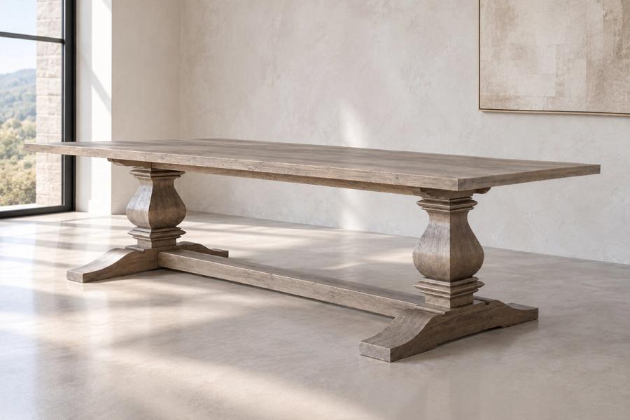 French Farmhouse Dining Table, bespoke piece in solid timber by Urban Living