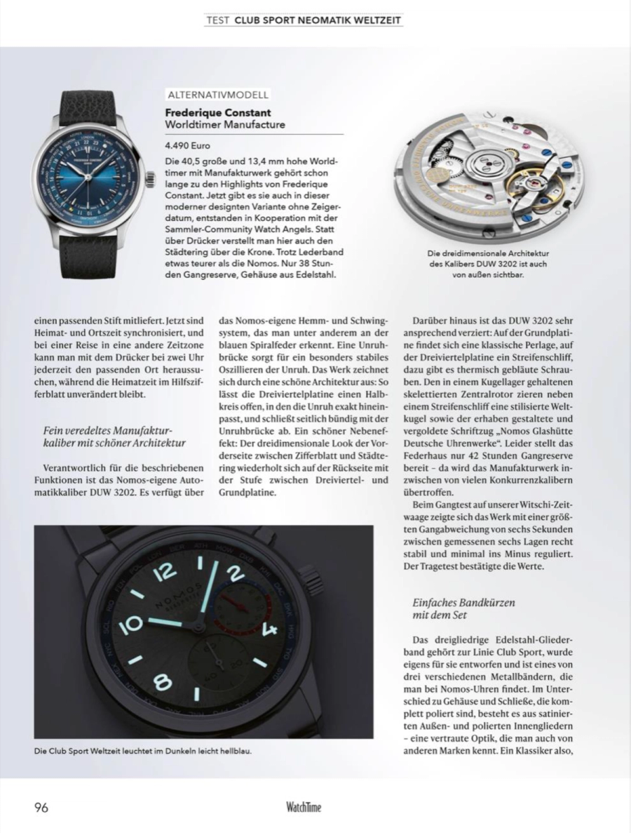 Frederique Constant featured in WatchTime, Juli / August 2025
