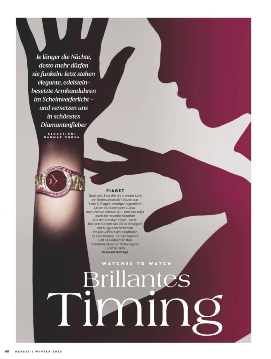 Piaget featured in Gala Luxury, Herbst 2025