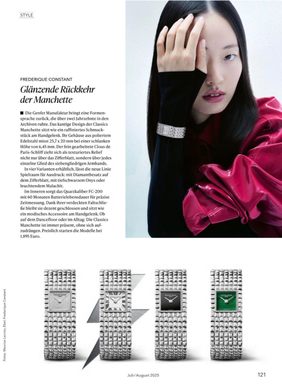 Frederique Constant featured in WatchTime, Juli / August 2025