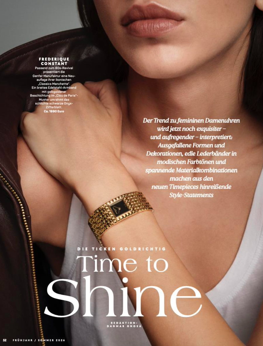 Frederique Constant featured in Gala Luxury, Frühjahr / Sommer 2026