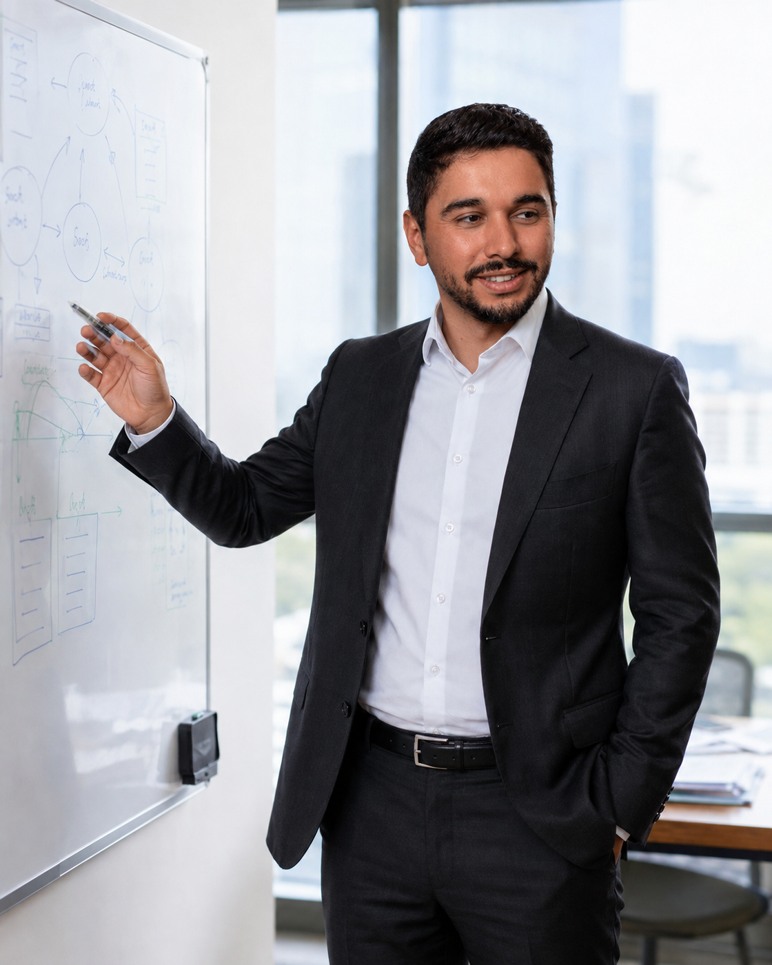 Hamed Omumi bei der Arbeit im Büro
